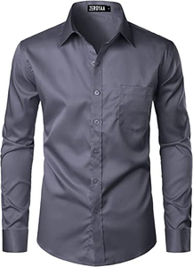 Men's Urban Stylish Casual Business Slim Fit Long Sleeve Button Up Dress Shirt with Pocket