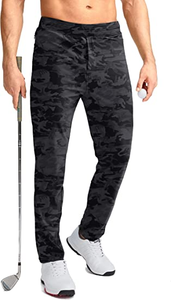 Men's Golf Pants Stretch Sweatpants with Zipper Pockets Slim Fit Work Casual Joggers Pants for Men