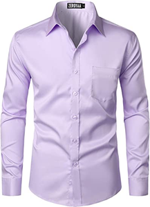 Men's Urban Stylish Casual Business Slim Fit Long Sleeve Button Up Dress Shirt with Pocket