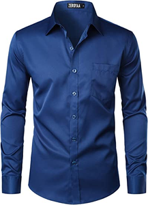 Men's Urban Stylish Casual Business Slim Fit Long Sleeve Button Up Dress Shirt with Pocket