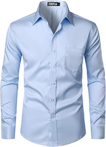 Men's Urban Stylish Casual Business Slim Fit Long Sleeve Button Up Dress Shirt with Pocket