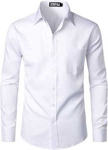 Men's Urban Stylish Casual Business Slim Fit Long Sleeve Button Up Dress Shirt with Pocket