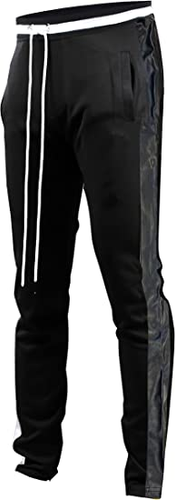 Mens Hip Hop Premium Slim Fit Track Pants - Athletic Jogger Bottom with Side Taping