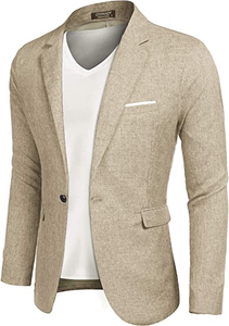 Men's Casual Suit Blazer Jackets Lightweight Sports Coats One Button