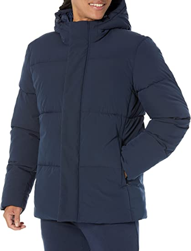 Essentials Men's Mid-Length Hooded Puffer