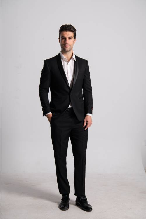 Men's Black Tuxedo Suit Slim Fit Blazer and Pants