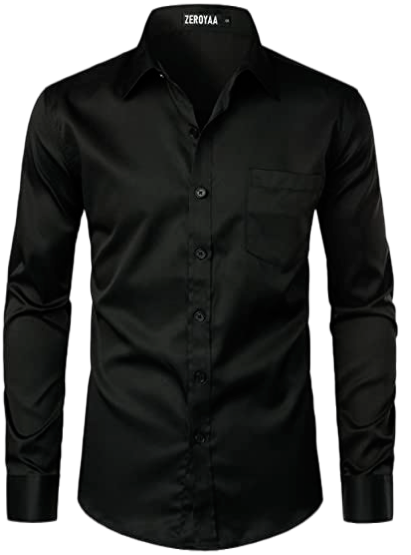 Men's Urban Stylish Casual Business Slim Fit Long Sleeve Button Up Dress Shirt with Pocket