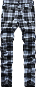 Men's Plaid Pants,Stretch Skinny Flat-Front Casual Slim Fit Business Dress Chinos Pants for Men