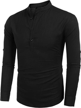 Load image into Gallery viewer, Men&#39;s Casual Long Sleeve Henley Shirts Cotton Linen Premium Beach T-Shirt