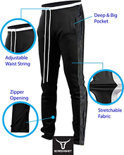 Load image into Gallery viewer, Mens Hip Hop Premium Slim Fit Track Pants - Athletic Jogger Bottom with Side Taping