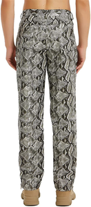 Men's Snakeskin Pants Stylish Casual PU Snake Print Nightclub Disco Vintage Trousers