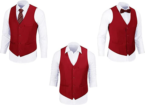 Men's Suit Vest Slim Fit Casual Vest Business Suit Separates Prom Dress Waistcoat Solid Color Vest for Suit or Tuxedo