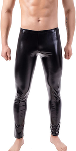 Men's Faux Leather Tight Pants Men PU Long Trousers Leggings Stretchy Casual Skinny Pants Black Rock Punk Motorcycle