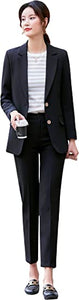 Women’s Business Two Piece Plaid Blazer Sets Double Breasted Office Work Blazer Jacket Pantsuits