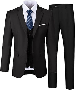 Mens Suits 3 Pieces Slim Fit Groomsmen Wedding Suit for Men Notched Lapel Formal Prom Tuxedos Jacket Pants Vest Set