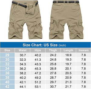 Mens Outdoor Casual Expandable Waist Lightweight Water Resistant Quick Dry Fishing Hiking Shorts