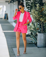 Load image into Gallery viewer, Women&#39;s 2 Piece Open Front Long Sleeve Blazer and Solid Short Pants Suit Sets