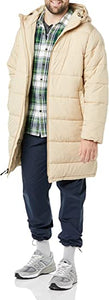 Essentials Men's Longer-Length Heavyweight Hooded Puffer Jacket, Caramel, Large