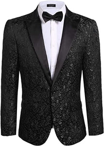 Men Floral Blazer Suit Jacket Dinner Party Prom Wedding Stylish Tuxedo