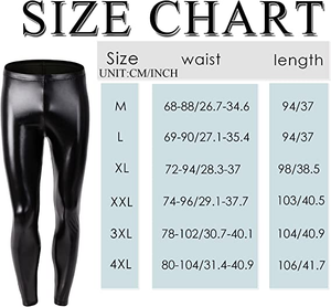 Men's Faux Leather Tight Pants Men PU Long Trousers Leggings Stretchy Casual Skinny Pants Black Rock Punk Motorcycle