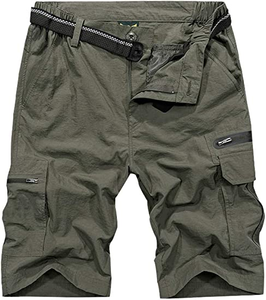 Mens Outdoor Casual Expandable Waist Lightweight Water Resistant Quick Dry Fishing Hiking Shorts