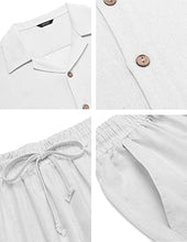 Load image into Gallery viewer, Men 2 Piece Linen Outfit Beach Button Down Shirt Casual Loose Pant Sets