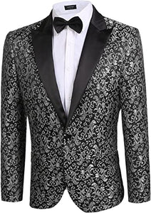 Men Floral Blazer Suit Jacket Dinner Party Prom Wedding Stylish Tuxedo