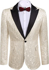 Men Floral Blazer Suit Jacket Dinner Party Prom Wedding Stylish Tuxedo