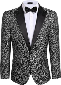 Men Floral Blazer Suit Jacket Dinner Party Prom Wedding Stylish Tuxedo