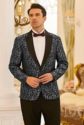 Men Floral Blazer Suit Jacket Dinner Party Prom Wedding Stylish Tuxedo