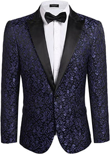 Men Floral Blazer Suit Jacket Dinner Party Prom Wedding Stylish Tuxedo