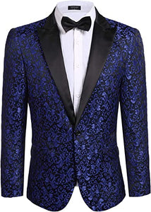 Men Floral Blazer Suit Jacket Dinner Party Prom Wedding Stylish Tuxedo