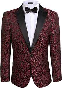 Men Floral Blazer Suit Jacket Dinner Party Prom Wedding Stylish Tuxedo