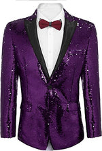 Load image into Gallery viewer, Men&#39;s Shiny Sequins Suit Jacket Blazer One Button Tuxedo for Party,Wedding,Banquet,Prom