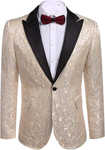 Men Floral Blazer Suit Jacket Dinner Party Prom Wedding Stylish Tuxedo