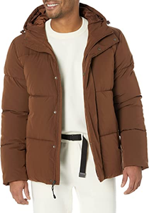 Essentials Men's Mid-Length Hooded Puffer