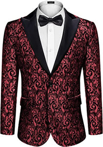 Men Floral Blazer Suit Jacket Dinner Party Prom Wedding Stylish Tuxedo