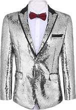 Load image into Gallery viewer, Men&#39;s Shiny Sequins Suit Jacket Blazer One Button Tuxedo for Party,Wedding,Banquet,Prom