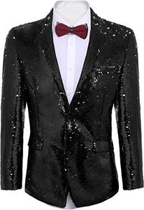 Men's Shiny Sequins Suit Jacket Blazer One Button Tuxedo for Party,Wedding,Banquet,Prom