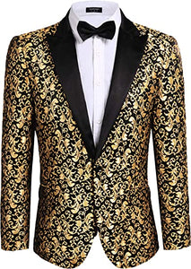 Men Floral Blazer Suit Jacket Dinner Party Prom Wedding Stylish Tuxedo