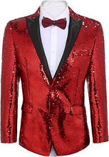 Load image into Gallery viewer, Men&#39;s Shiny Sequins Suit Jacket Blazer One Button Tuxedo for Party,Wedding,Banquet,Prom