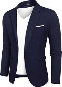 Men's Casual Suit Blazer Jackets Lightweight Sports Coats One Button