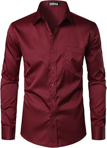 Men's Urban Stylish Casual Business Slim Fit Long Sleeve Button Up Dress Shirt with Pocket