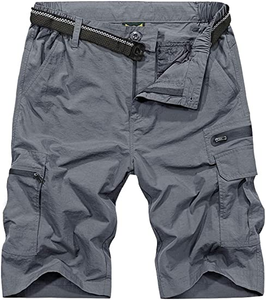 Mens Outdoor Casual Expandable Waist Lightweight Water Resistant Quick Dry Fishing Hiking Shorts